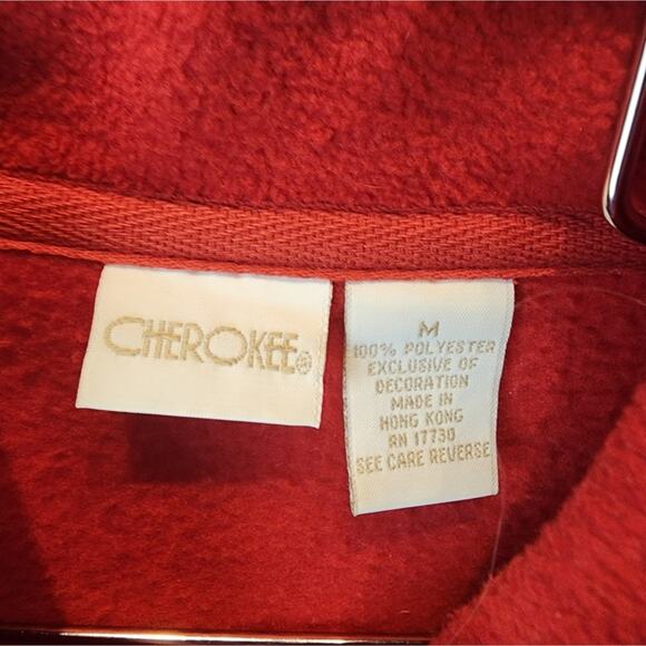 Vintage Cherokee Fall Christmas Red Cardigan Fleece Jacket - Picture 5 of 6